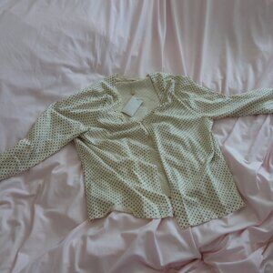 Jacques Vert Cream Pearl-Embellished Polka Dot Cardigan / Bolero